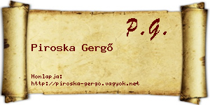 Piroska Gergő névjegykártya